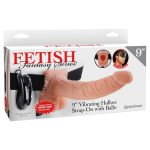 9" Vibrating Hollow Strap-On with Balls  Light/Black - Felcsatolható eszközök