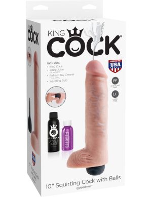 10" Squirting Cock with Balls  Light - Dongok - Dildók