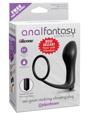 Ass-Gasm Cockring Vibrating Plug Black - Fenékdugók