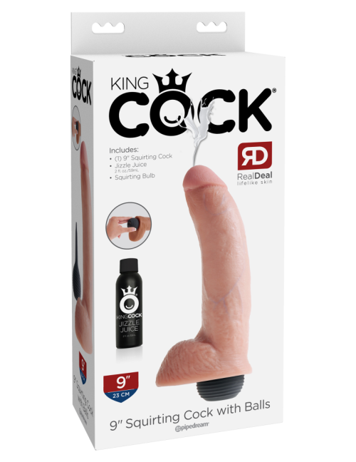 9" Squirting Cock with Balls Light - Dongok - Dildók