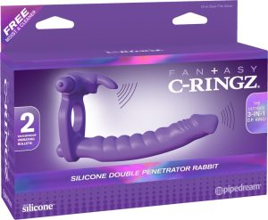 Silicone Double Penetrator Rabbit Purple - Péniszgyűrűk - Mandzsetták