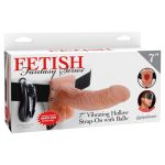 7" Vibrating Hollow Strap-On with Balls  Light/Black - Felcsatolható eszközök