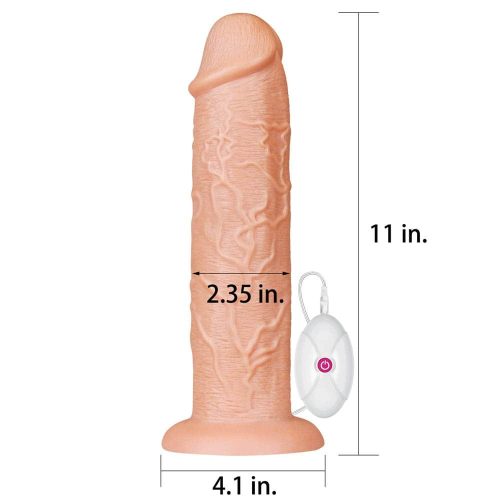 Lovetoy 11'' Realistic Long Vibrating Dildo Flesh - Image 4