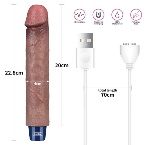 Lovetoy 9" REAL SOFTEE Rechargeable Silicone Vibrating Dildo - Image 4