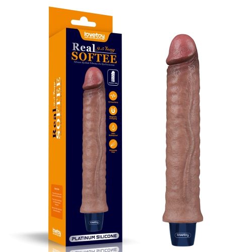 9.5" REAL SOFTEE Rechargeable Silicone Vibrating Dildo - Realisztikus vibrátorok