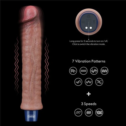 Lovetoy 9.5" REAL SOFTEE Rechargeable Silicone Vibrating Dildo - Image 2