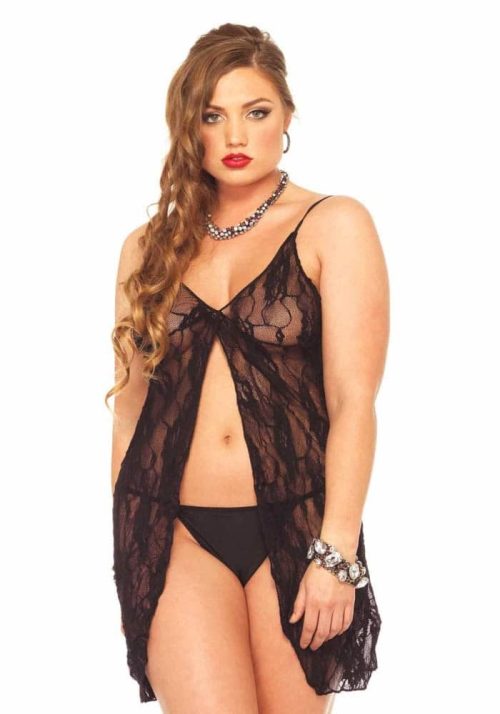 Rose Lace Babydoll Black Plus Size - Image 1
