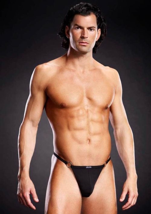 Microf. V-string + Metal Rings Bl. L/XL - Image 1