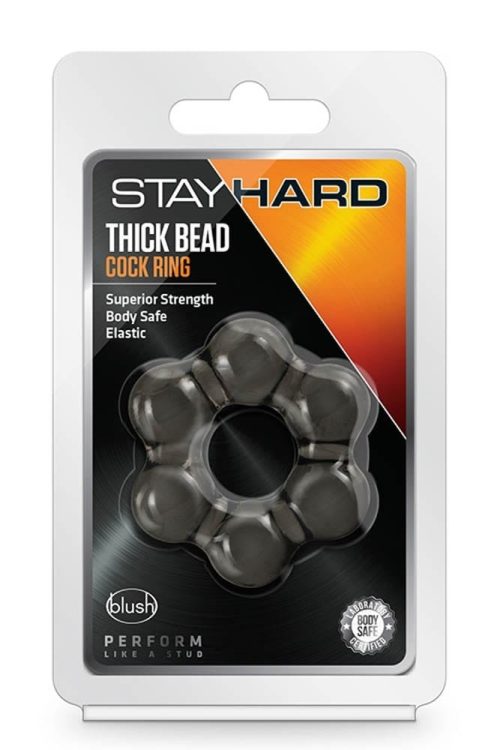STAY HARD THICK BEAD COCK RING BLACK - Image 1
