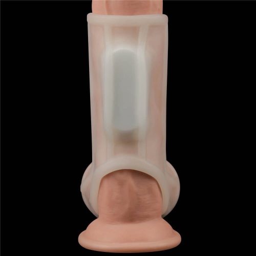 Vibrating Silk Knights Ring with Scrotum Sleeve (White) II - Image 4