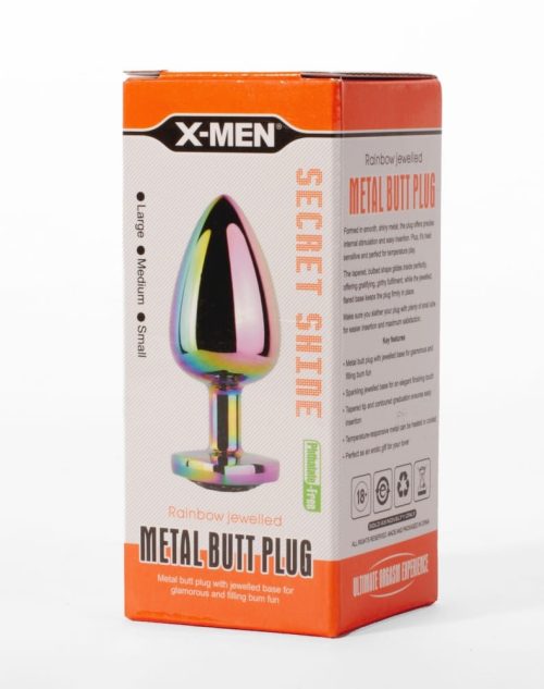 X-MEN Secret Shine Metal Butt Plug Rainbowheart M - Image 2
