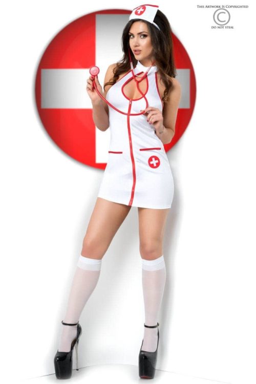 CR 3854  S/M  White Sexy Nurse Costume Dress - Image 2