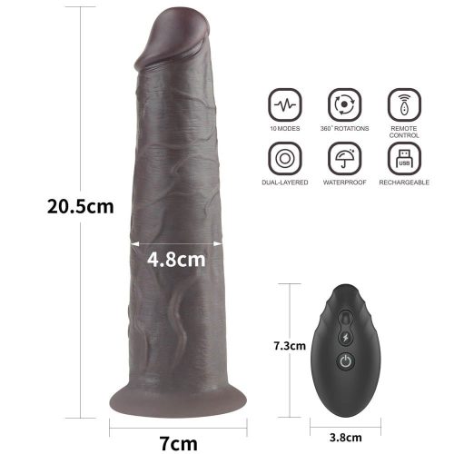 8'' Dual Layered Silicone Rotator Brown - Image 2