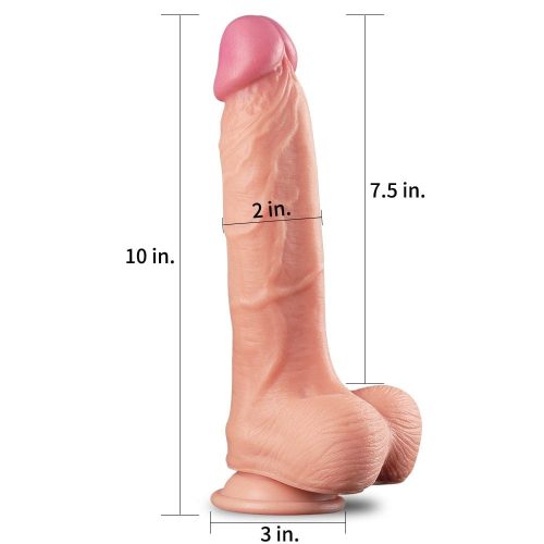 10" Dual Layer Platinum Silicone Cock - Image 2