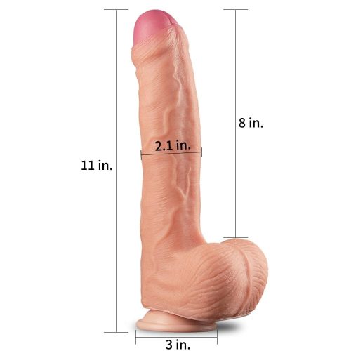 11" Dual Layer Platinum Silicone Cock - Image 2