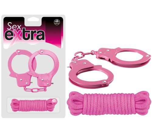 SEX EXTRA - METAL CUFFS & LOVE ROPE PINK - Image 1