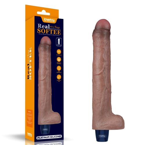 10.5" REAL SOFTEE Rechargeable Silicone Vibrating Dildo - Image 1