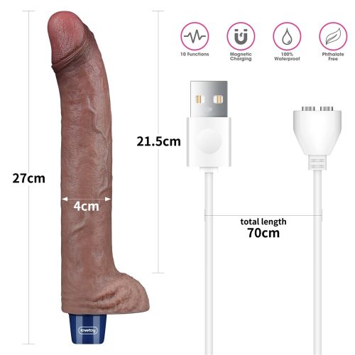 11" REAL SOFTEE Rechargeable Silicone Vibrating Dildo - Image 4