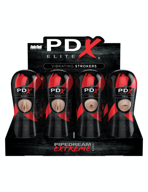 Pipedream Extreme Elite Vibrating Stroker Display - 12 pcs Light/Black - Image 2
