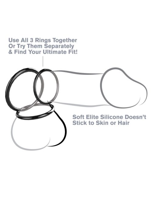 Silicone 3-Ring Stamina Set Black - Image 3