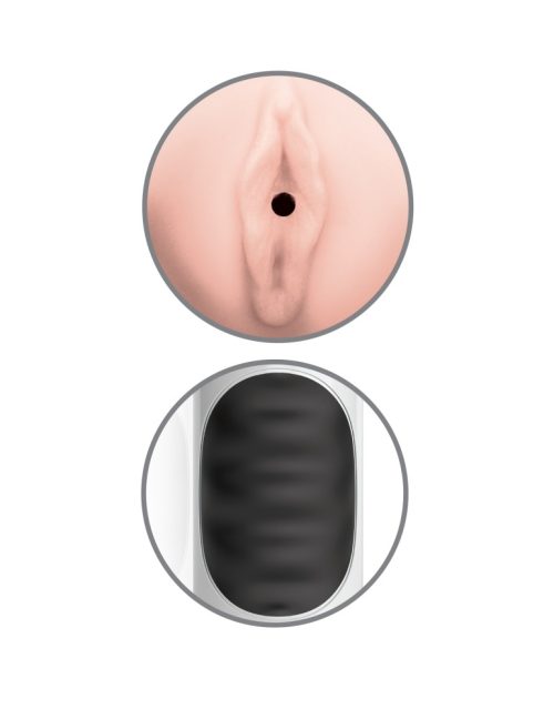 Mega Grip Vibrating Stroker Pussy  White/Black/Light - Image 3