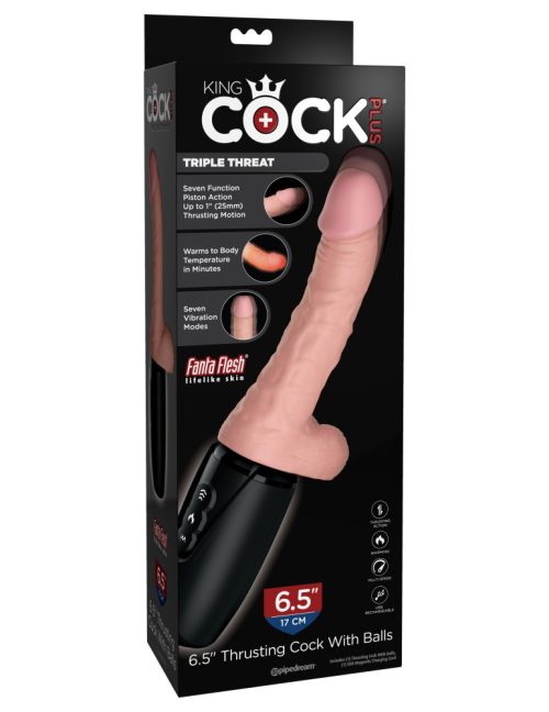 7.5" Thrusting Cock with Balls Brown - Image 1
