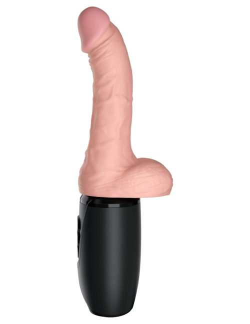 7.5" Thrusting Cock with Balls Brown - Image 2