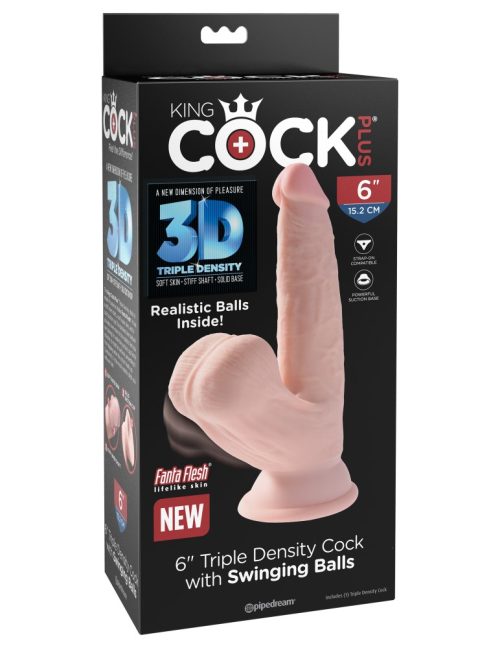 6" Triple Density Cock With Swinging Balls   Light - Image 1