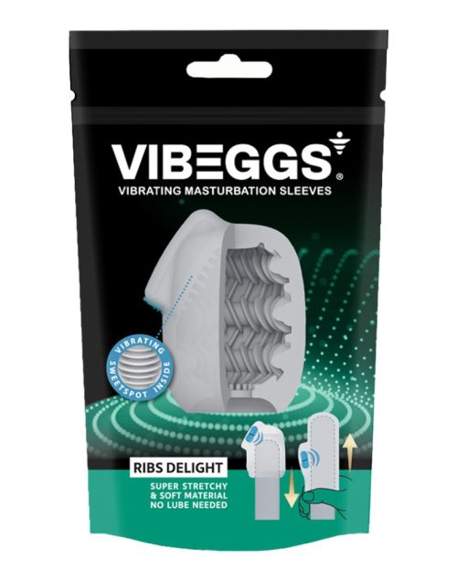 VIBEGGS - Ribs Delight - Vibrating Masturbation Sleeve - White - Image 1