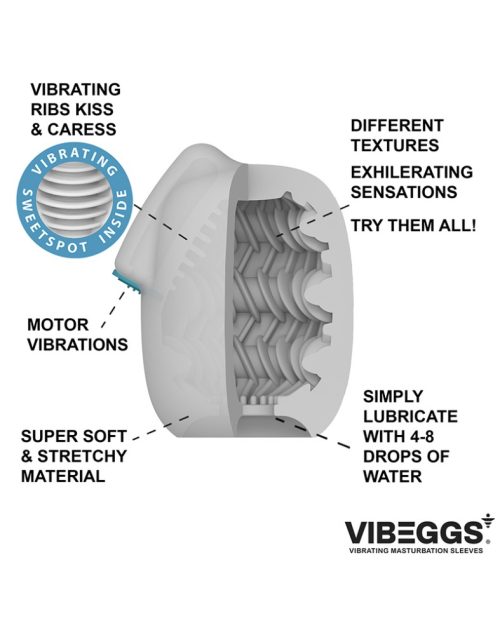 VIBEGGS - Ribs Delight - Vibrating Masturbation Sleeve - White - Image 3