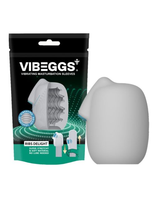 VIBEGGS - Ribs Delight - Vibrating Masturbation Sleeve - White - Image 4