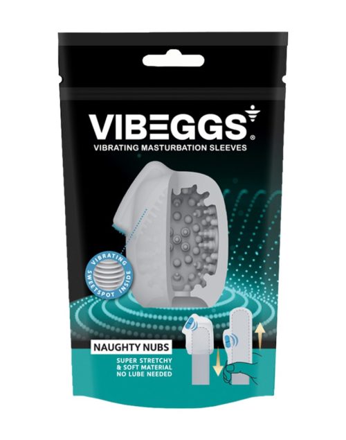 VIBEGGS - Naughty Nubs - Vibrating Masturbation Sleeve - White - Image 1