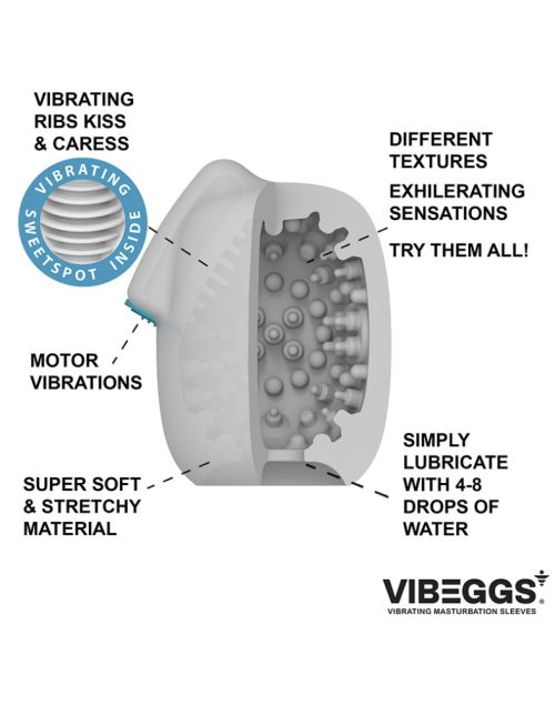 VIBEGGS - Naughty Nubs - Vibrating Masturbation Sleeve - White - Image 2